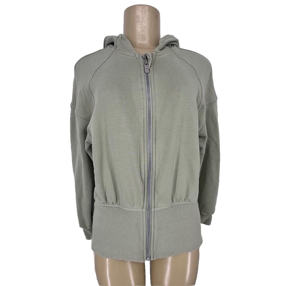 Lululemon 6 Hugged Waist Cotton Zip Hoodie Green Fern Women Sweatshirt Hood MN1
